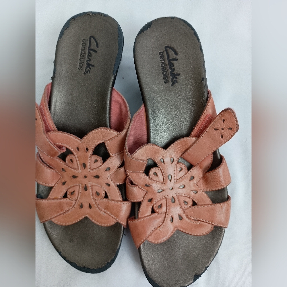 Clarks 7 Women's Preppy Clueless Butterly Pink Peach Summer Sandals (#1,001)